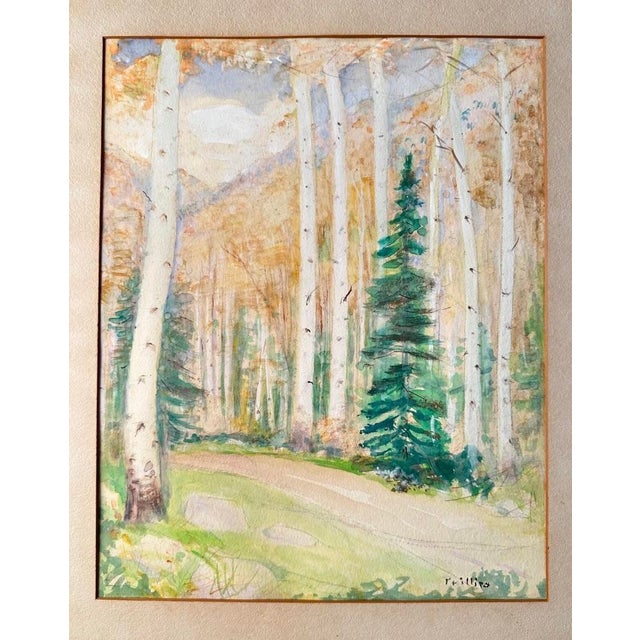 1950s Bert G. Phillips (1868–1956) "Fall Aspens" Watercolor Painting For Sale - Image 4 of 12