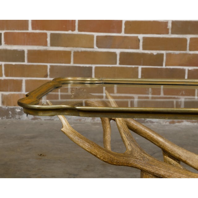 Mid 20th Century Antler and Glass Midcentury American Coffee Table with Gilded Surround For Sale - Image 11 of 12