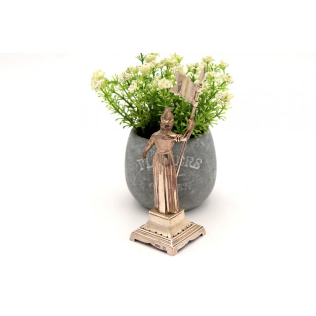 Silver Toothpick Holder with Joan of Arc and Banner For Sale - Image 3 of 6