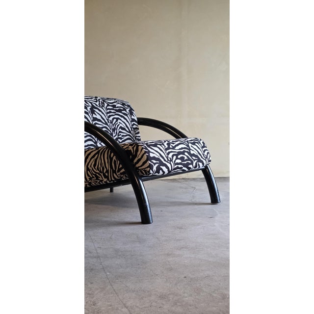 Black Postmodern Black Armchairs with Zebra Print Cushions, 1980s, Set of 2 For Sale - Image 8 of 13