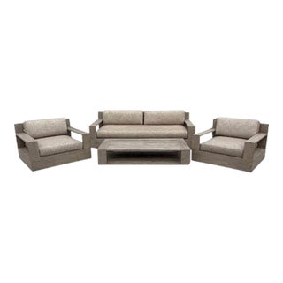 Rh Restoration Hardware Marbella Teak Outdoor Set – Luxe, 4 Pieces For Sale
