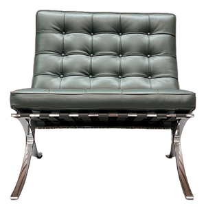 Bauhaus Barcelona Chair in Green Volo Leather by Ludwig Mies van der Rohe for Knoll Inc. / Knoll International, 2010s