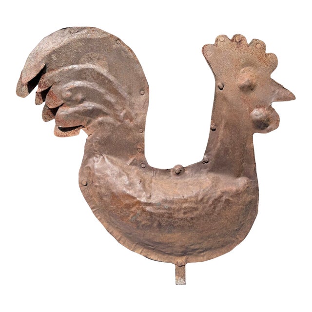 19th Century Sheet-Iron Rooster Weathervane, Rare American Folk Art, Ca. 1830-1860 For Sale