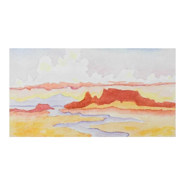Small Contemporary Cayon River Landscape Watercolor Painting For Sale