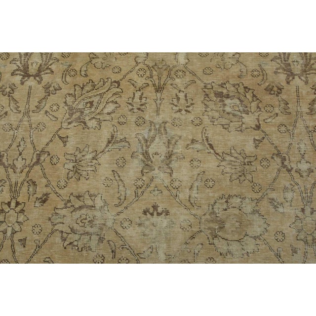 Tabriz Rug 9’7” X 11’9” Beige Wool Vintage Distressed Hand-Knotted Carpet For Sale In Philadelphia - Image 6 of 15