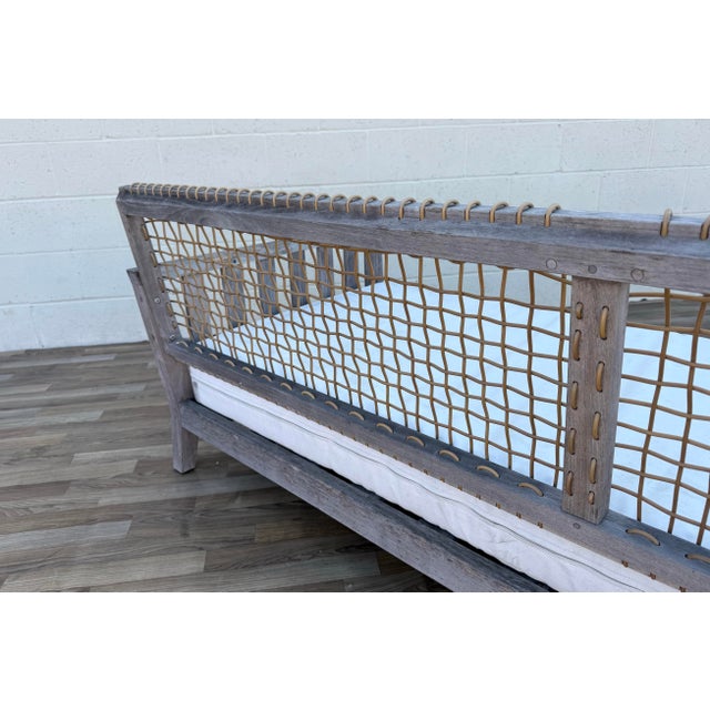 Henry Hall Serene Collection Outdoor Teak Daybed Sofa With Woven Waprolace Back | Premium Patio Lounge For Sale - Image 13 of 18