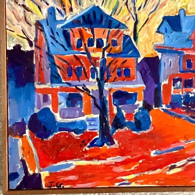 Vintage Boho Signed Original Abstract Expressionist Oil Painting on Canvas For Sale - Image 12 of 13