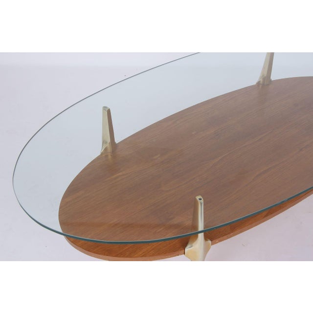 Metal Italian Coffee Table in Metal with Oak and Glass, 1970s For Sale - Image 7 of 8