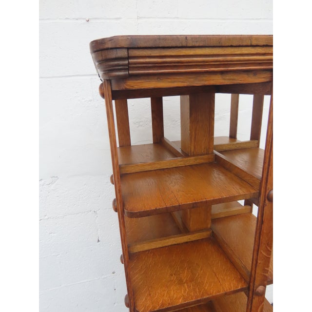 Brown Early 1900s Oak Five Tier Rotating Revolving Bookcase 6894 For Sale - Image 8 of 18