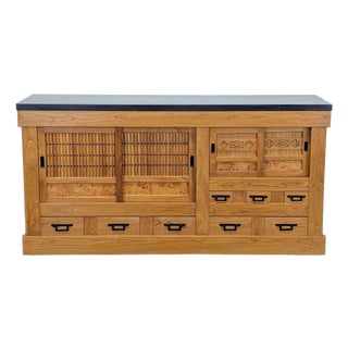 Antique Japanese Tansu With Granite Top For Sale