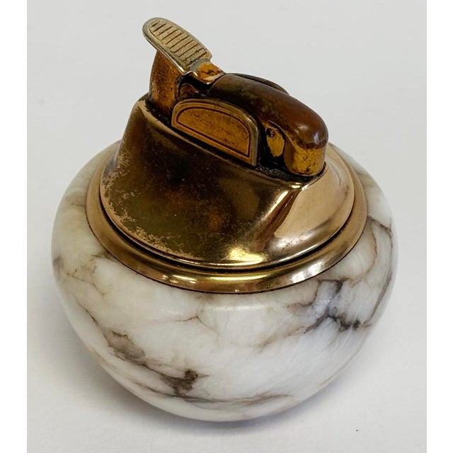 Vintage Italian Marble and Brass Table Top Lighter For Sale In Kansas City - Image 6 of 8