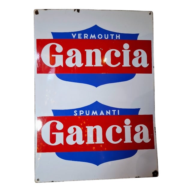 Enamelled Sign GANCIA Vermouth and Spumante Stamp Subscription, 1960s For Sale