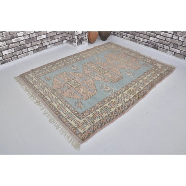 Handmade wool carpet in Turkish Anatolia , Vintage Oushak Rug,Turkish Vintage Anatolian Rug, Handmade wool Rug . One Of...