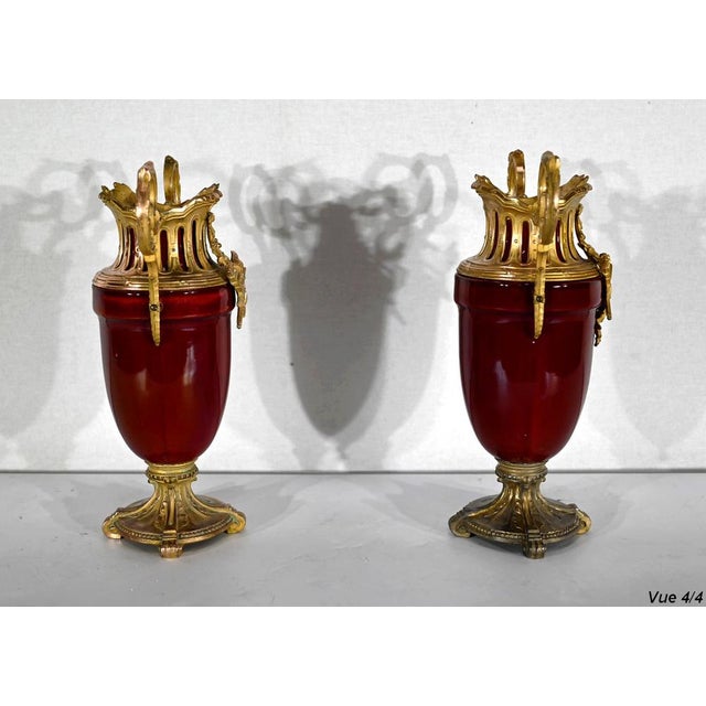 20th Century Louis XVI Ceramic and Golden Metal Cassolettes, 1950s, Set of 2 For Sale - Image 18 of 18