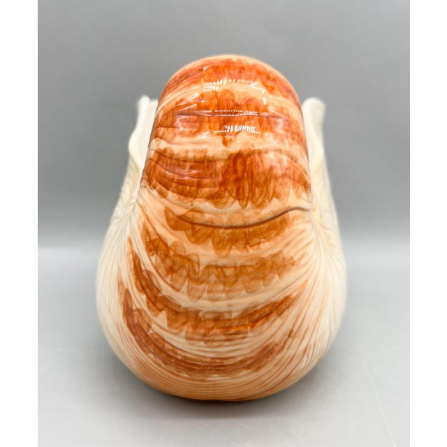 Orange Fitz and Floyd Seaboard Nautilus Shell Wine Caddy / Cachepot — Coastal Ceramic For Sale - Image 8 of 8