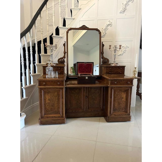 Antique Victorian Burr Walnut Dressing Table, 1860s For Sale - Image 3 of 14