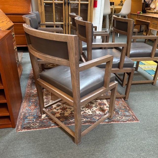 B&b Italia Simplice Leather Arm Chairs, Set of Six For Sale - Image 9 of 12