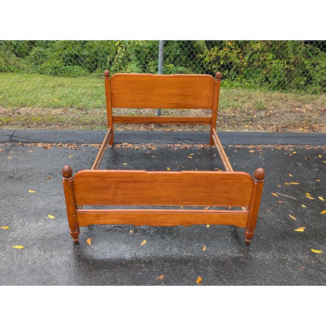 Mid-Century Modern Vintage Cushman Style Colonial Maple Full-Size Bedframe For Sale - Image 3 of 10