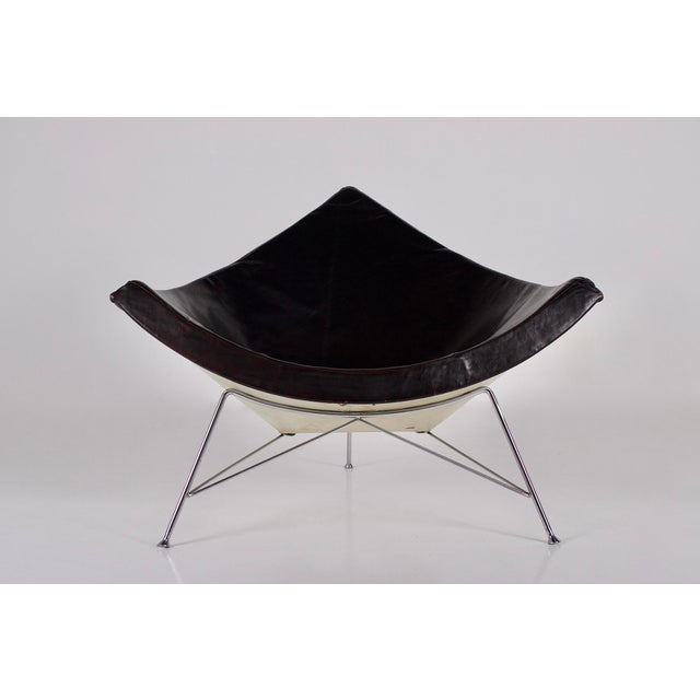Mid-Century Modern Coconut Armchair in Black Leather by George Nelson for Herman Miller, 1960s For Sale - Image 3 of 13