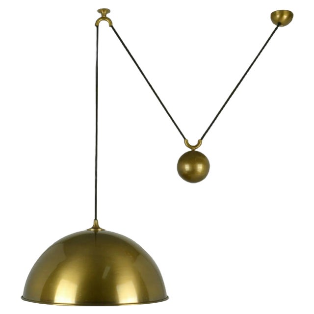 Posa Pendant in Brass with Side Counter Weight attributed to Florian Schulz, 1960s For Sale