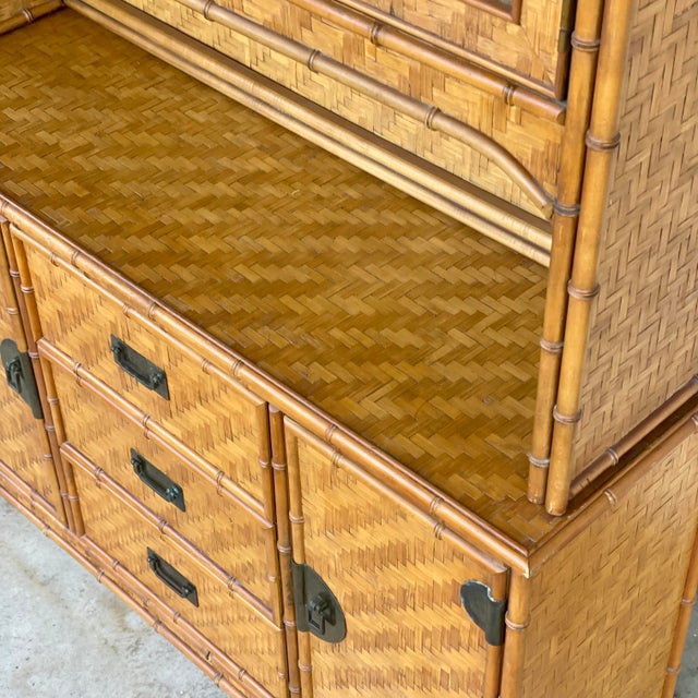 Coastal Rattan China Hutch by Dixie For Sale - Image 11 of 12