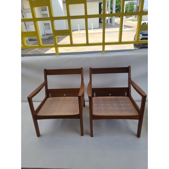 Ole Wanscher France & Son Teak Leather Armchairs - A Pair For Sale - Image 12 of 14