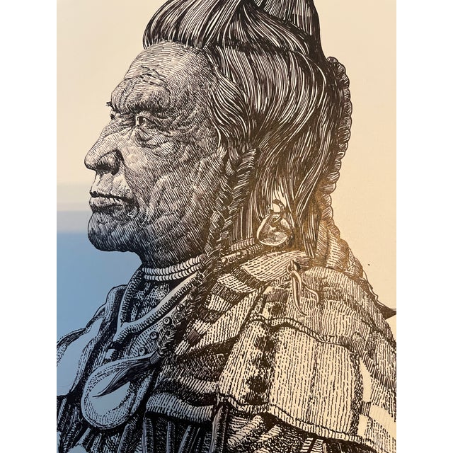 Drawing/Sketching Materials Original Vintage Native American Indian Portrait Pen and Ink Drawing by Jim Tillotson For Sale - Image 7 of 12