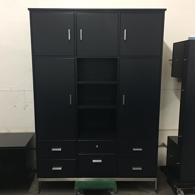 Room & Board Black Satin Lacquered Office Credenza from the Linear Collection Chairish