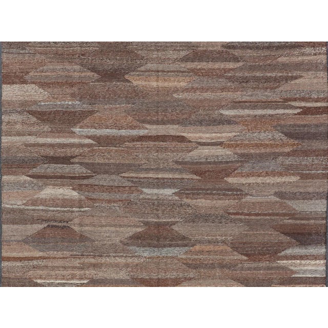Textile Natural Brown Color-Tone Flat-Weave Kilim by Keivan Woven Arts 6'9 X 9'9 For Sale - Image 7 of 13