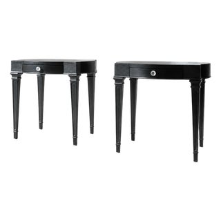 Vintage Weiman Heirloom Hollywood Regency Black End Tables, Pair For Sale