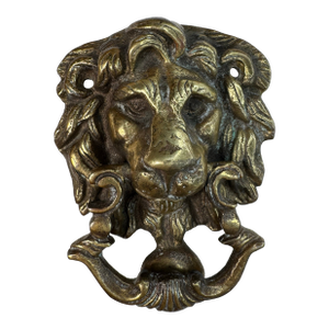 Antique Italian Traditional Renaissance Solid Brass Lion Head Door Knocker