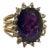 14k Yellow Gold 9 Carat Oval Amethyst & Diamond Ring Size 6 For Sale