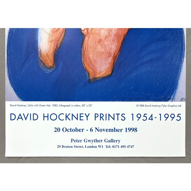 David Hockney David Hockney Celia With Green Hat Original 1998 London Exhibition Poster For Sale - Image 4 of 9