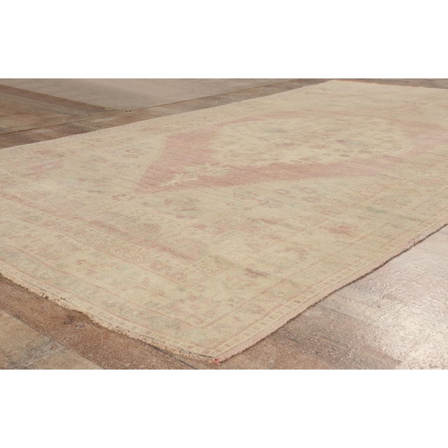 Tan Vintage Turkish Oushak Rug, 05'07 X 10'02 For Sale - Image 8 of 10