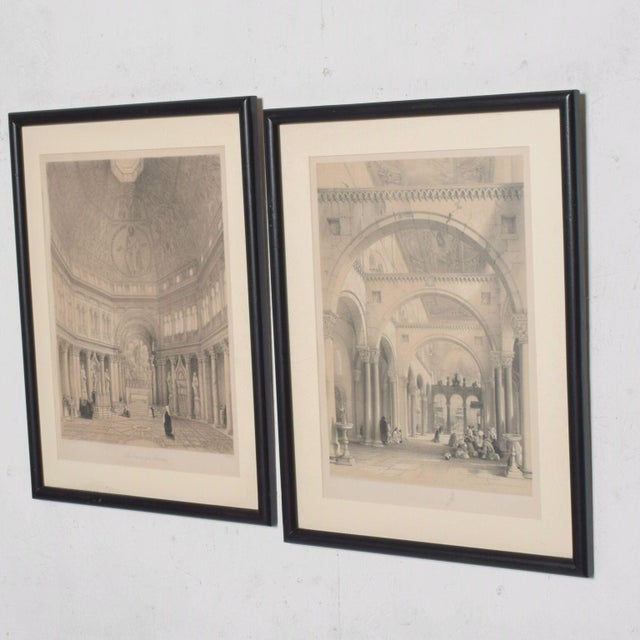 AMBIANIC presents Pair of Black framed Italian Architectural Cathedral Image Lithographs No information available on...