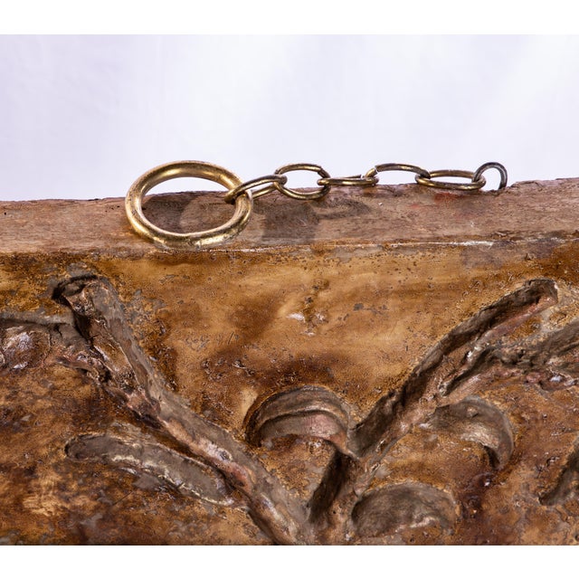 Late 20th Century Cast Plaster and Fiberglass Tang Horse and Floral Wall Sculpture For Sale - Image 12 of 13