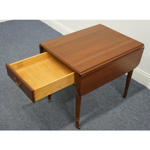 Traditional Statton Trutype Solid Cherry Traditional Style 33" Accent Pembroke / Drop-Leaf End Table For Sale - Image 3 of 13