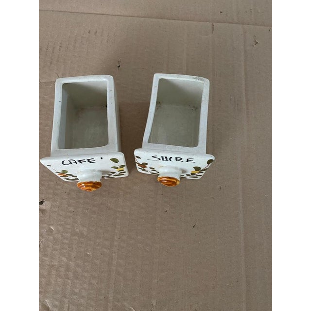 Salt, Sugar and Coffee Box Wall Set in Ceramic and Wood, France, 1960s, Set of 4 For Sale - Image 9 of 17