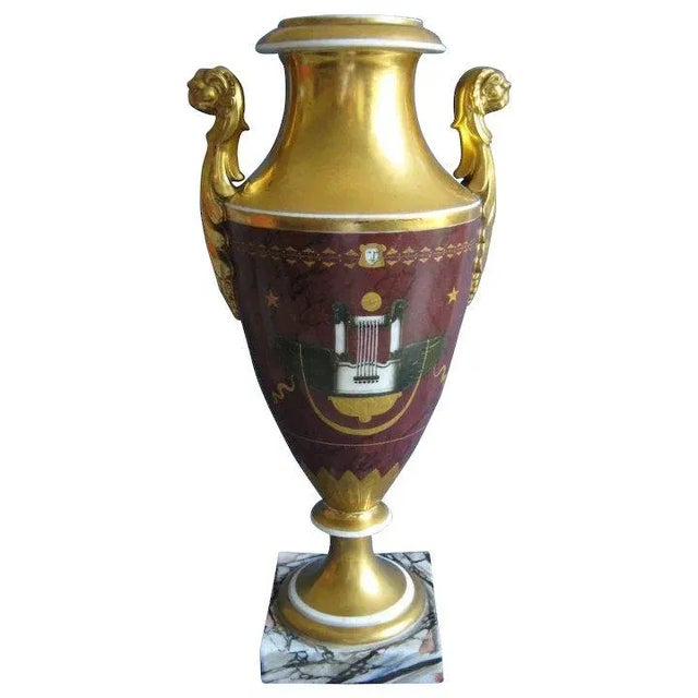 Early 19th Century French Empire Old Paris Porcelain Vase Urn 1810 For Sale - Image 11 of 11
