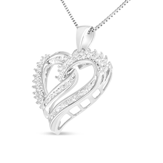 This heart pendant necklace speaks volumes of your love that features rows and loops of shimmering diamonds that beam...