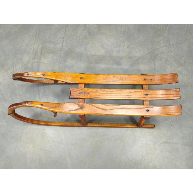 Brown Czech Art Deco Oak Sled, 1930s For Sale - Image 8 of 15