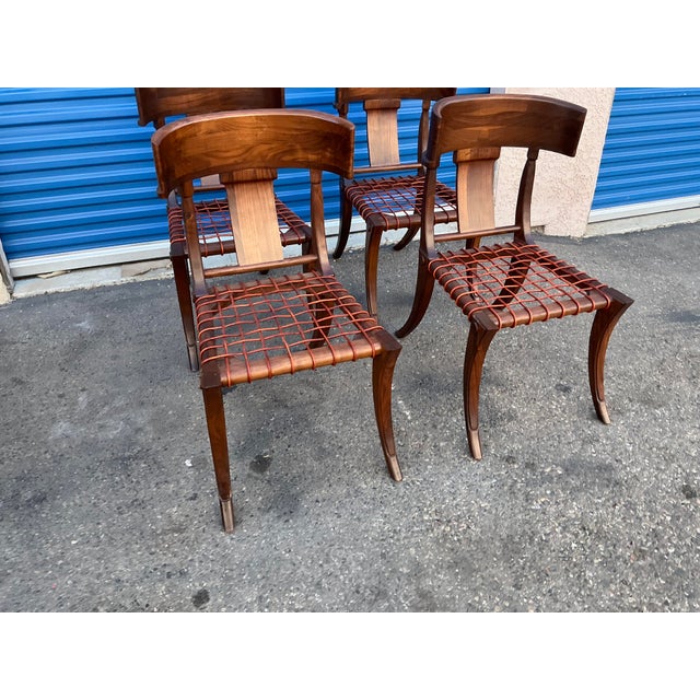 t.h. Robsjohn Gibbings Style Walnut Klismos Chairs…set of 4 For Sale - Image 13 of 16