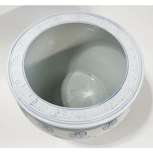 Vintage Large Porcelain Pastel Floral Fish Bowl Planter Cachepot For Sale - Image 4 of 8