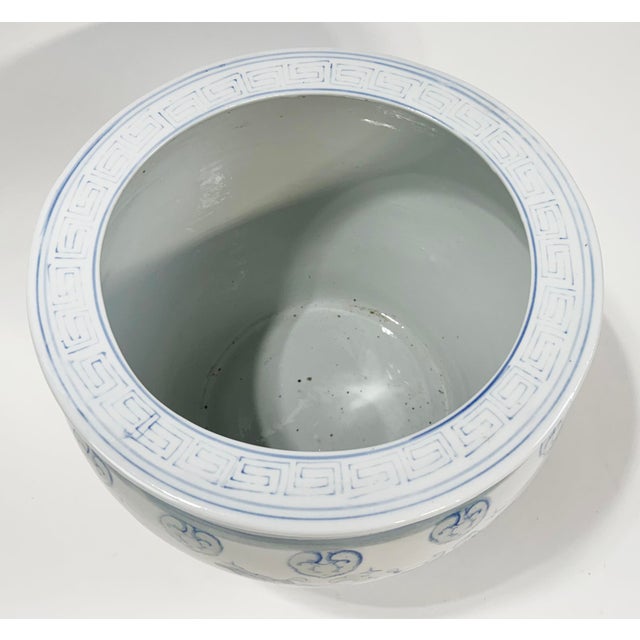 Vintage Large Porcelain Pastel Floral Motif Fish Bowl Cachepot Planter For Sale - Image 4 of 8