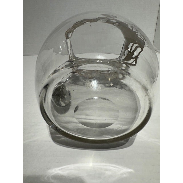 Metal Antique Art Nouveau Silver Overlay Crystal Water Pitcher With Engraved Initials For Sale - Image 7 of 8