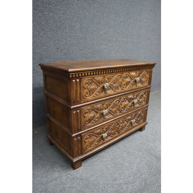 French Henredon French Carved Oak Commode For Sale - Image 3 of 13