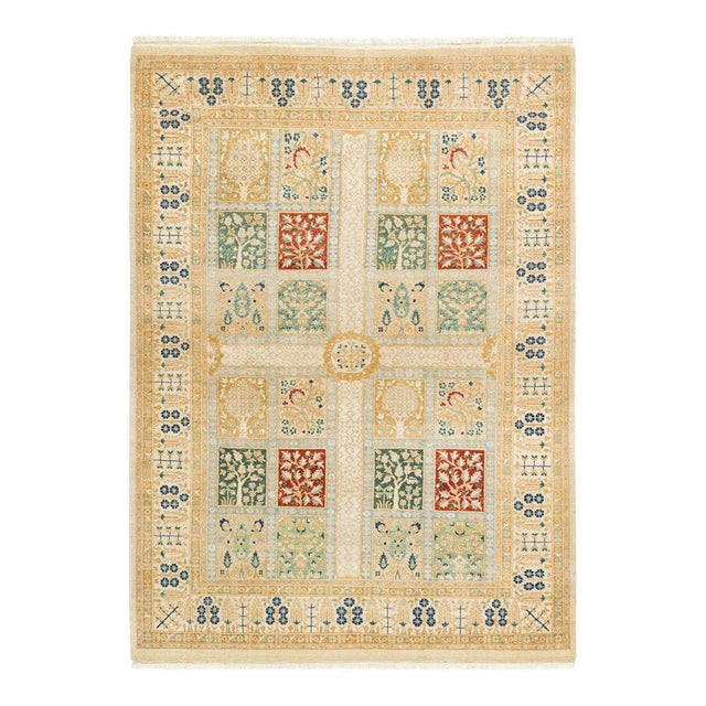 Mogul Collection Hand-Knotted Area Rug - Ivory 4' 2" x 6' 0" For Sale - Image 9 of 9