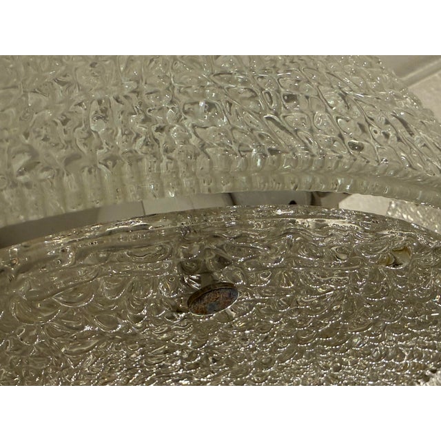 Metal Kaiser Leuchten Ice Glass Flush Mount, Circa 1960s For Sale - Image 7 of 12