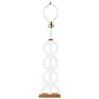 Marble and Wood Eyelet Lamp For Sale