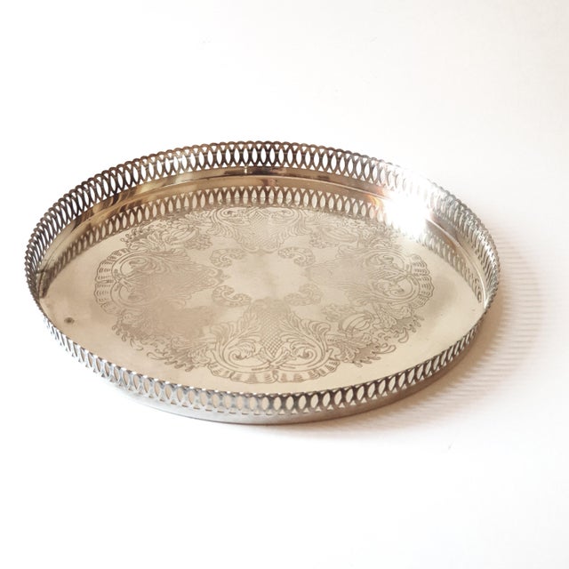 1970s Vintage Silver-Plated Metal Tray, 1960s For Sale - Image 5 of 9